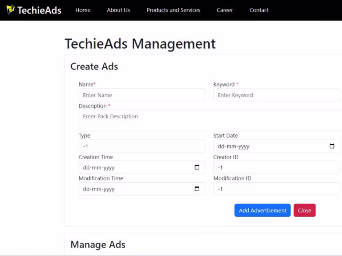 Cover image for TechieAds - Advertising Application 