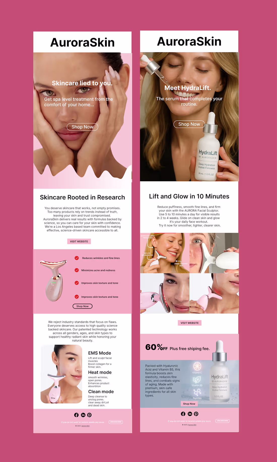 Cover image for an email design for auroraskin.