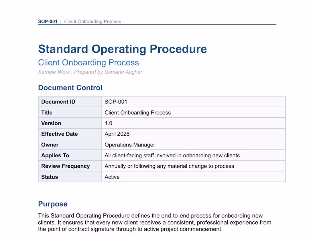 Cover image for Standard Operating Procedure — Client