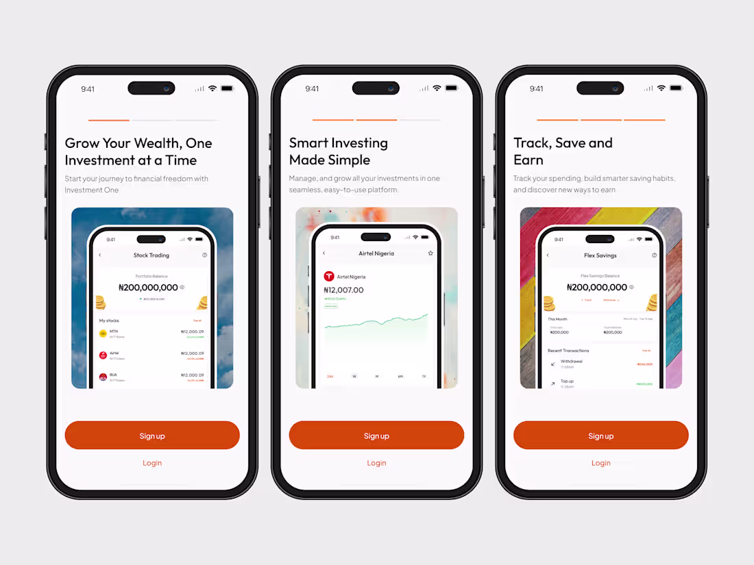 Cover image for Onboarding screens for a FinTech product.