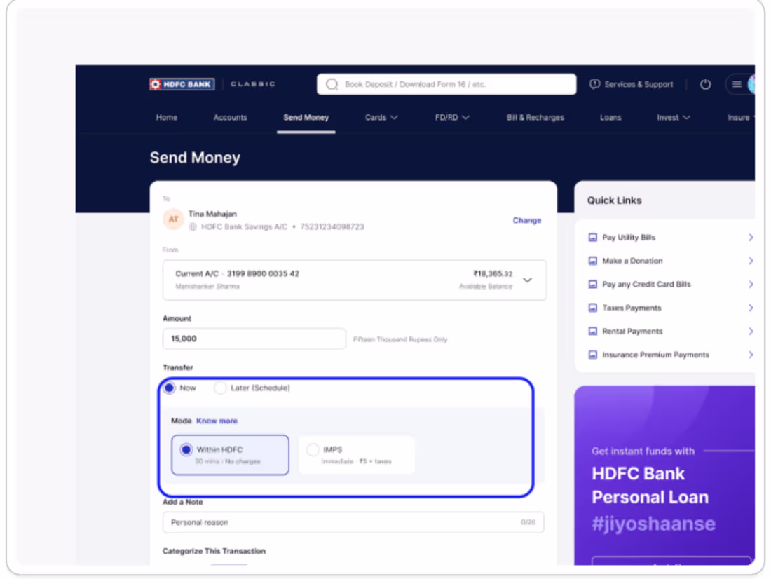 Cover image for Streamlining HDFC Money Transfers
