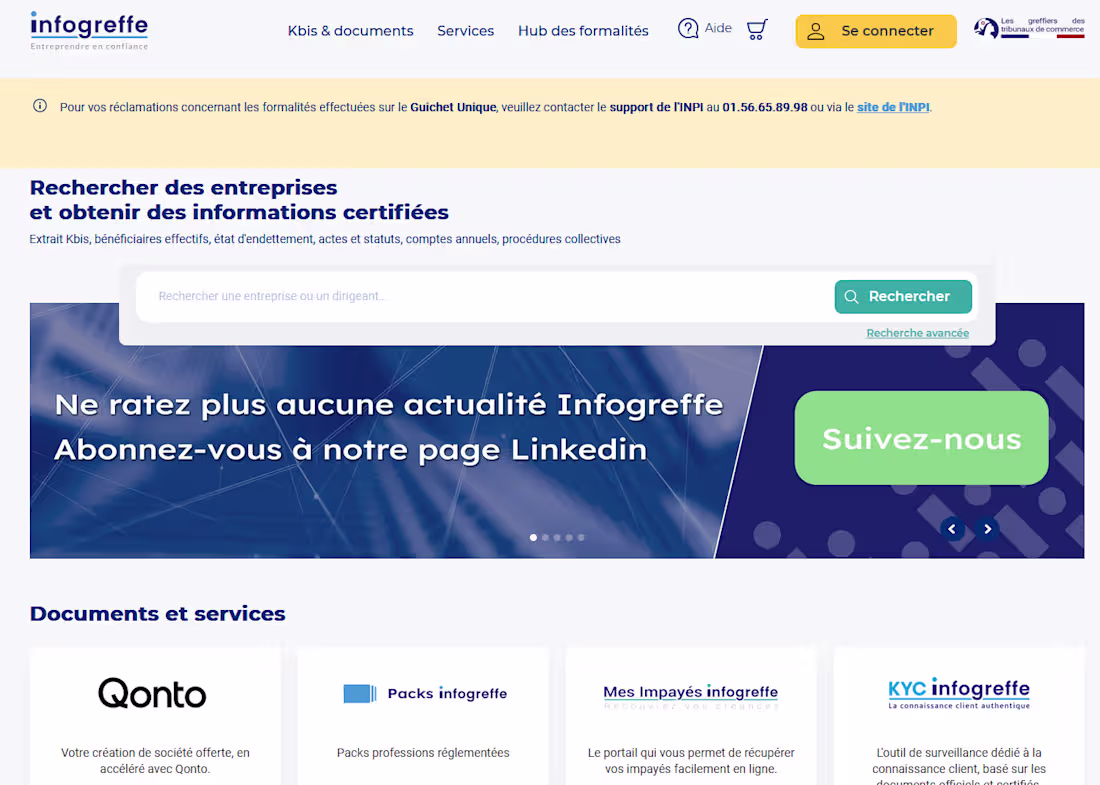 Cover image for  Infogreffe Website Redesign and Development 