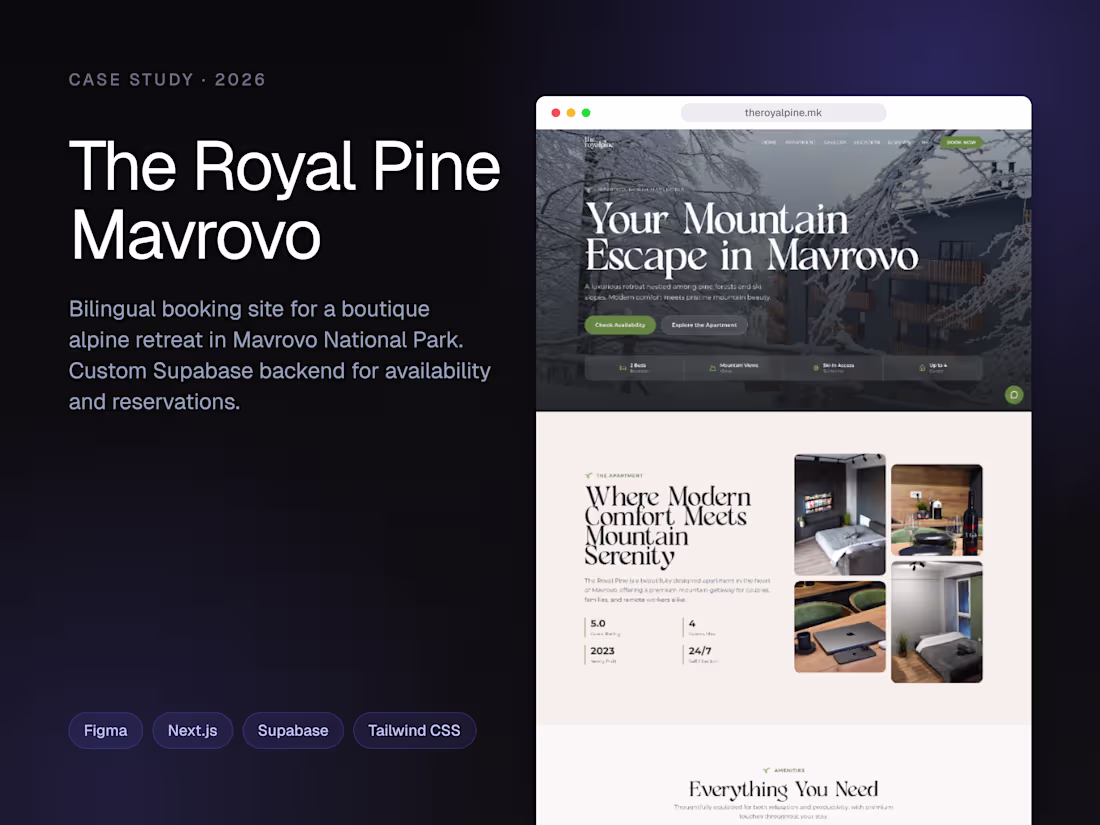 Cover image for The Royal Pine Mavrovo - boutique alpine retreat booking site