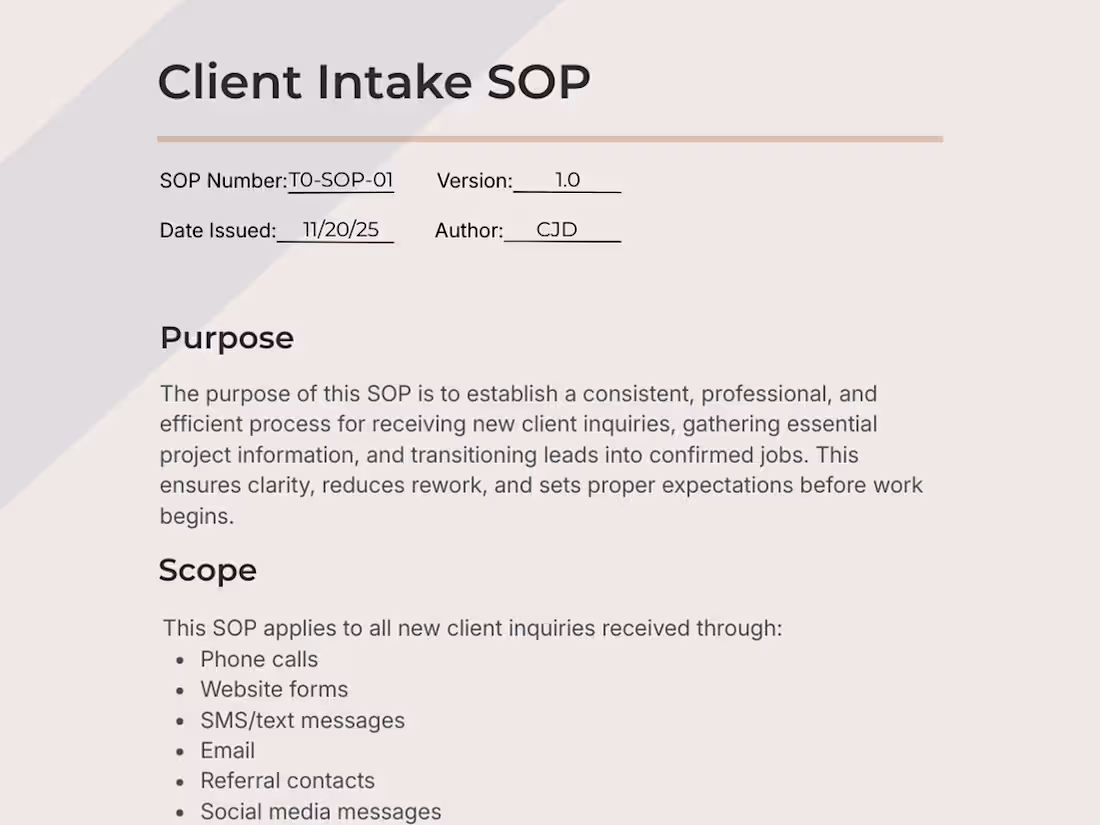 Cover image for SOP or Checklist for Contractors (48–72 hours)