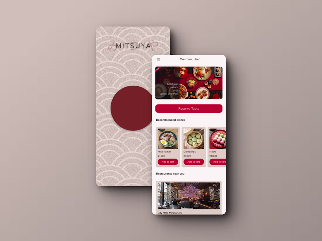 Cover image for Mobile App for Japanese restaurant