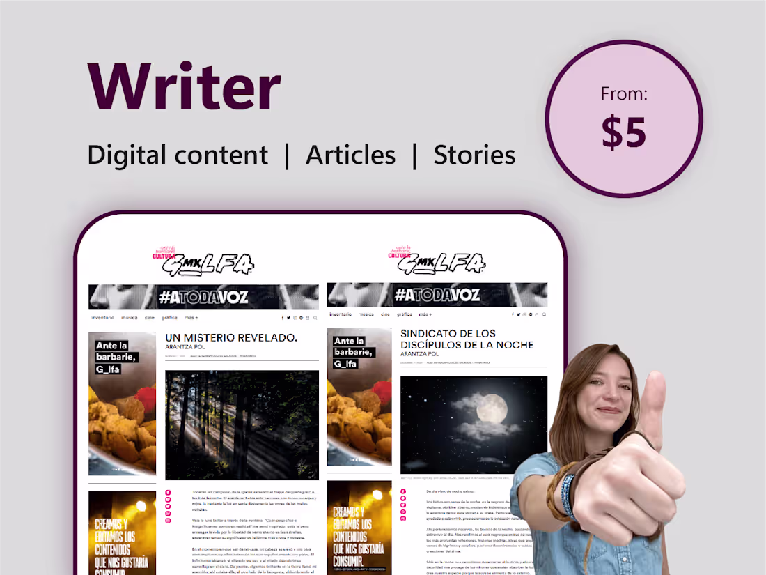 Cover image for Content for blogs, videos, podcasts, websites, and social media.