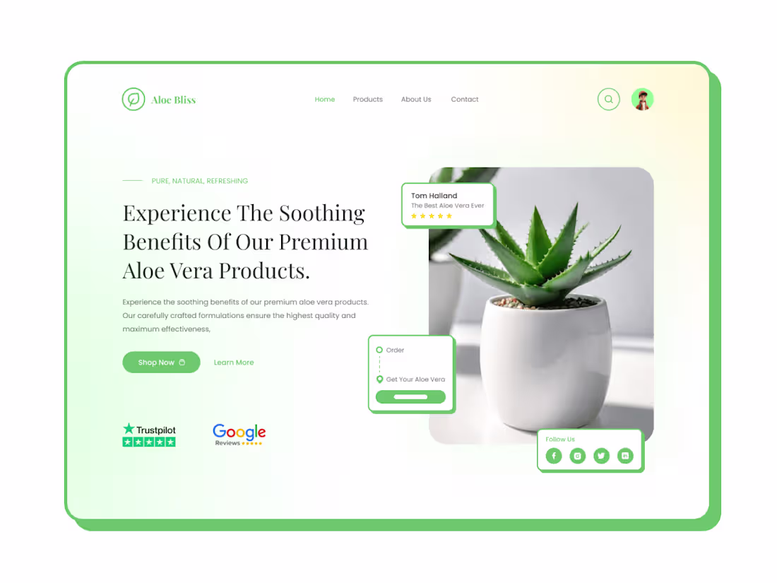 Cover image for Aloe Vera Shop: From Wireframe to Stunning UI Design