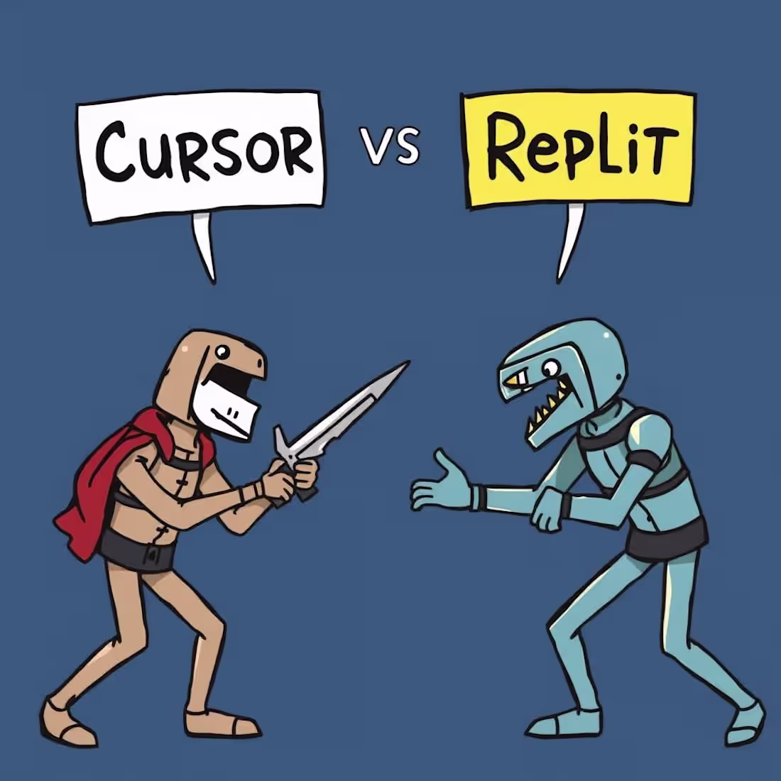 Cover image for Cursor vs Replit: 
Cursor = VS Code