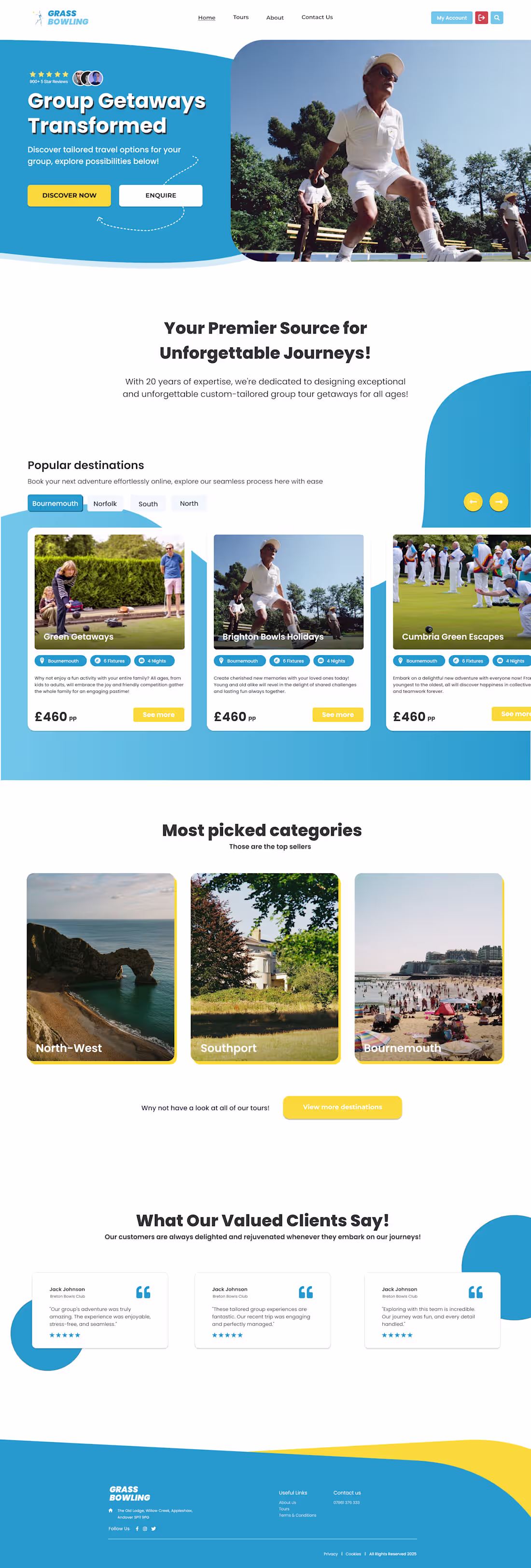 Cover image for Grass Bowling Tours – Website Redesign Concept