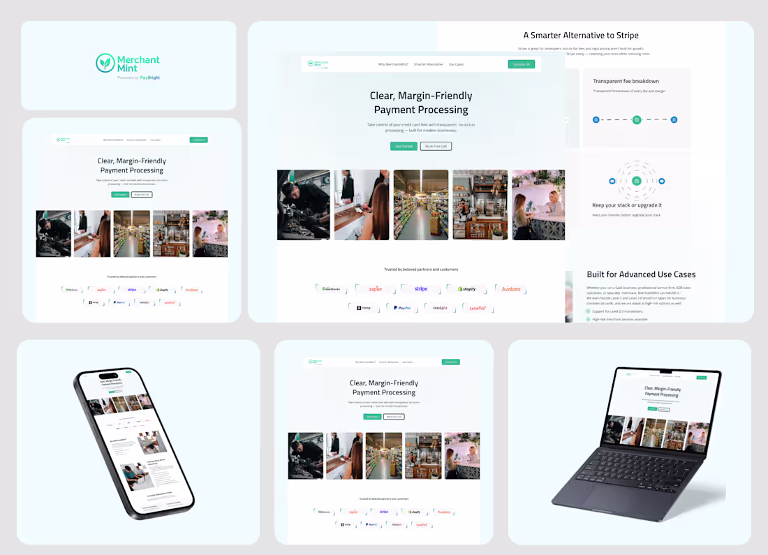 Cover image for MerchantMint Landing Page Design & Webflow Build