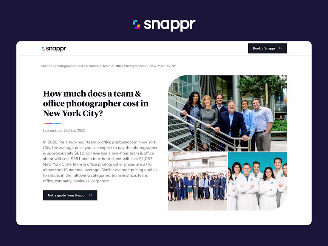Cover image for Snappr's Photographer Cost Calculator Case Study 