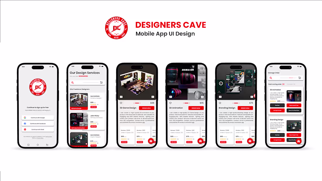 Cover image for Designers Cave Mobile App UI Design on Behance