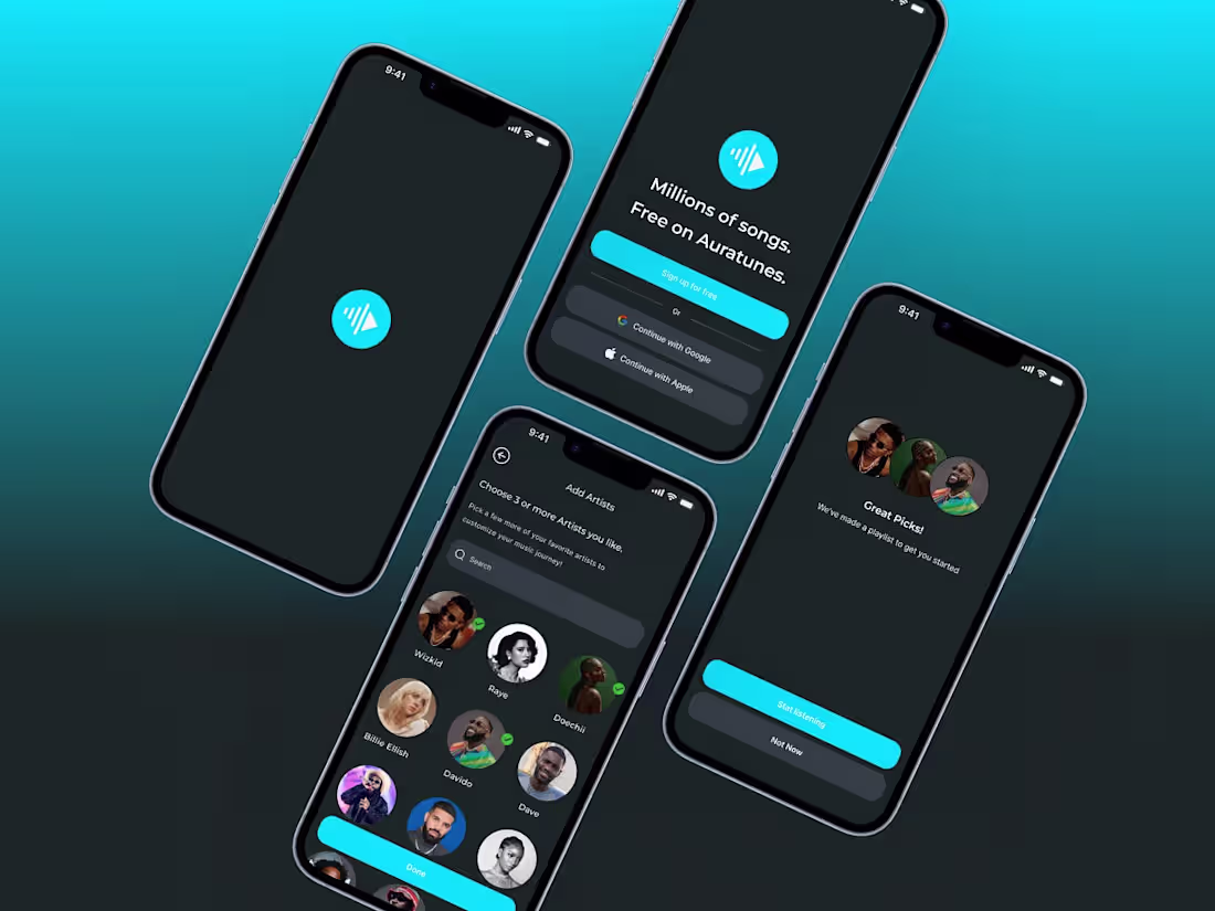 Cover image for Auratunes Music Player Interface Design