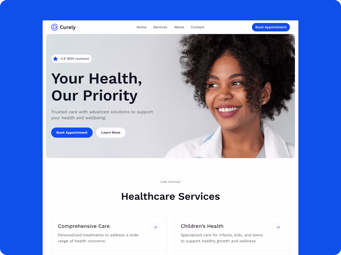 Cover image for Curely — Health Care Website