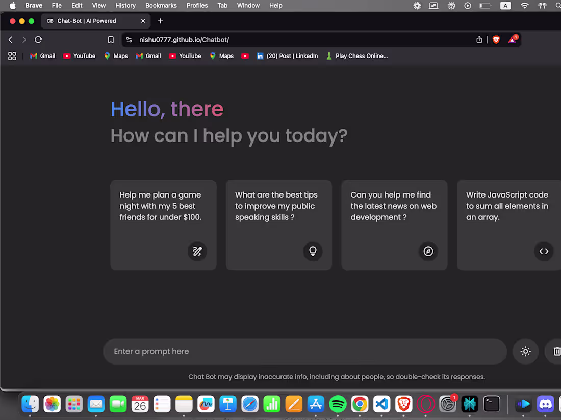 Cover image for Front end for an AI chatbot