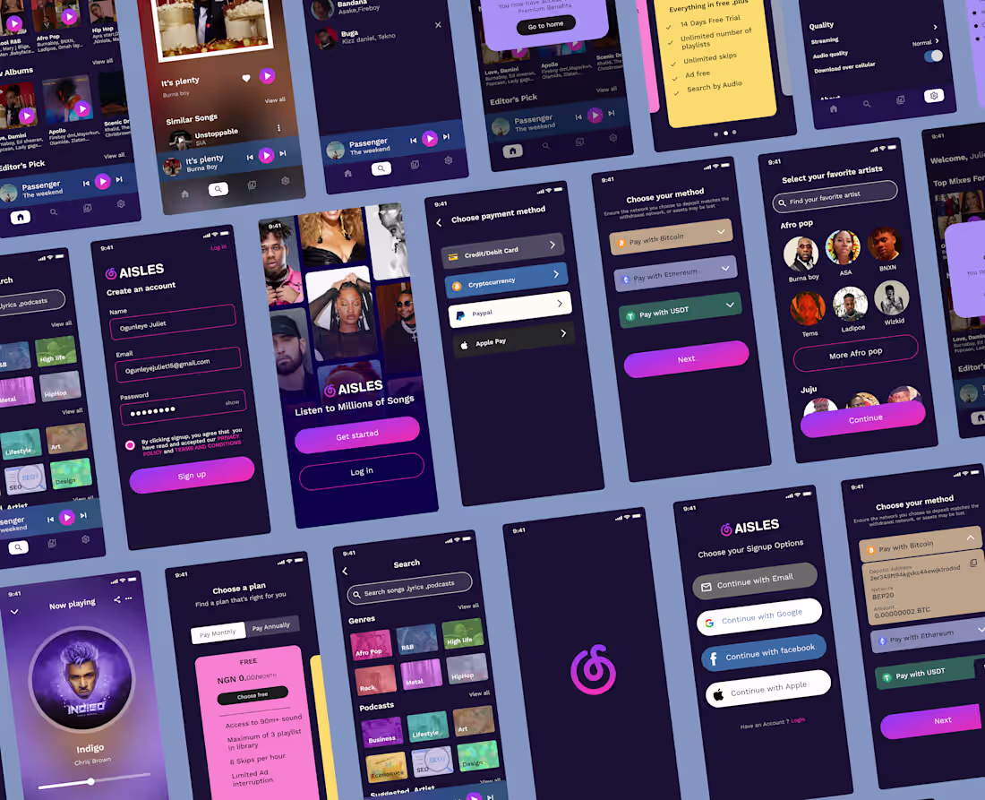 Cover image for Music App UI Design for Aisles
