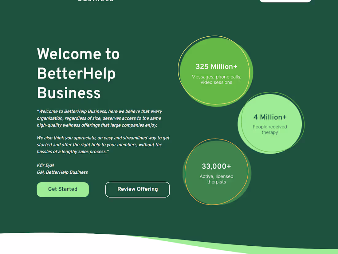 Cover image for Designed a B2B responsive landing page for Betterhelp on Figma