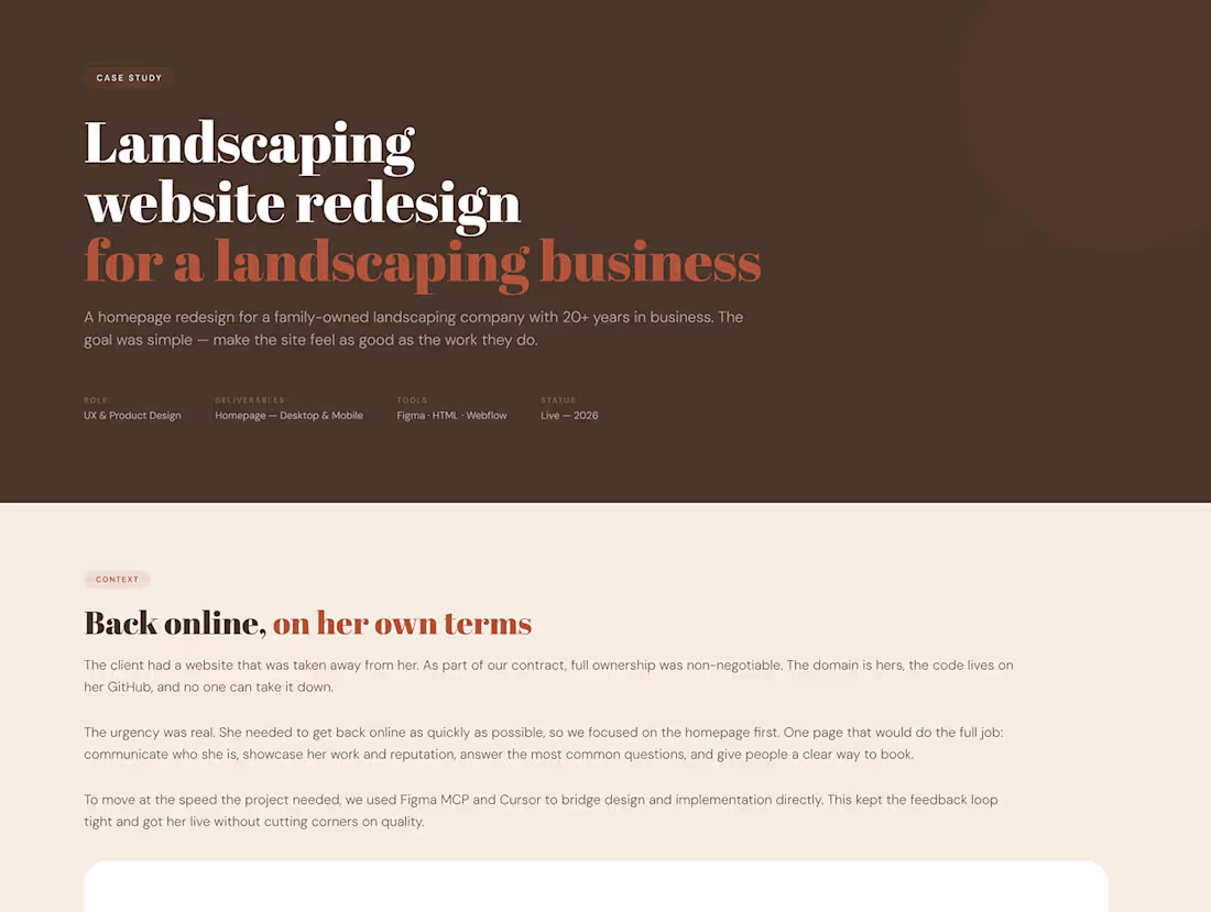 Cover image for Website Redesign for a Local Service Business