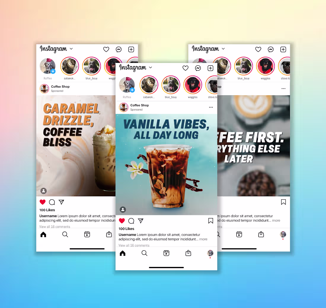 Cover image for Instagram Post Designs for Coffee Shop