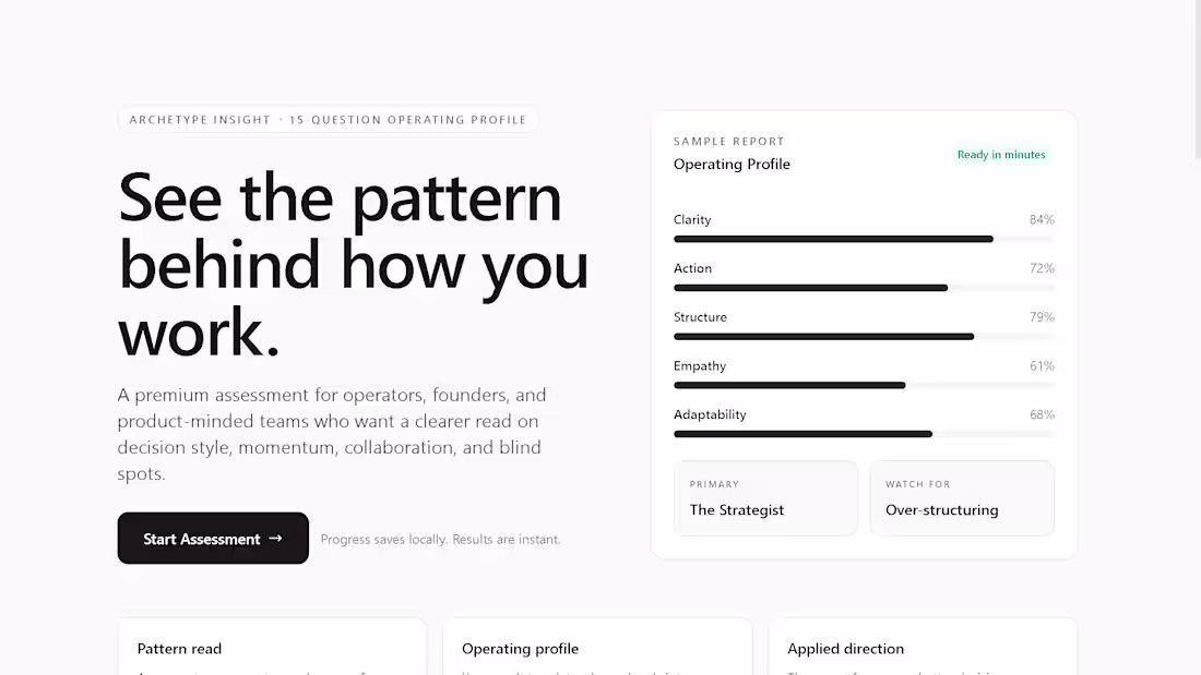 Cover image for Archetype Insight Quiz — Interactive Assessment Experience