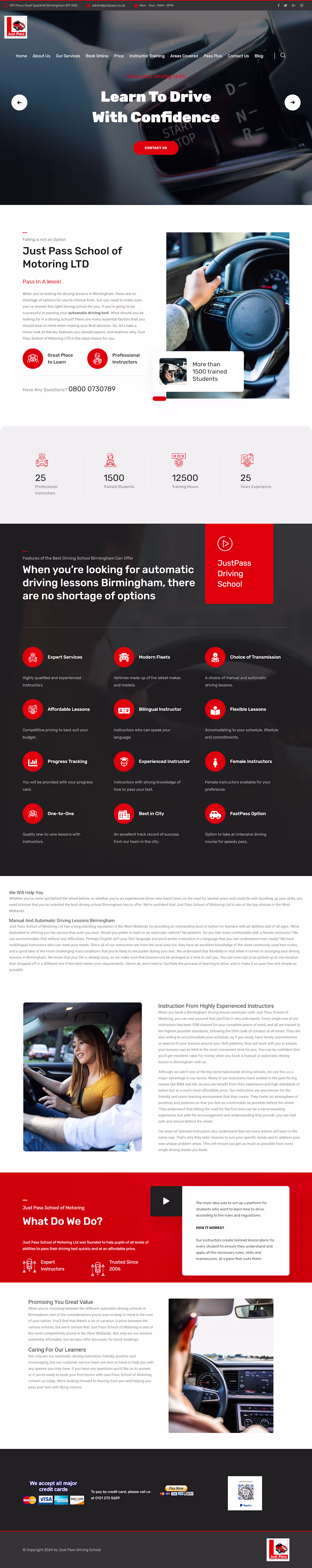 Cover image for JustPass UK - Driving School & Driver Training Website