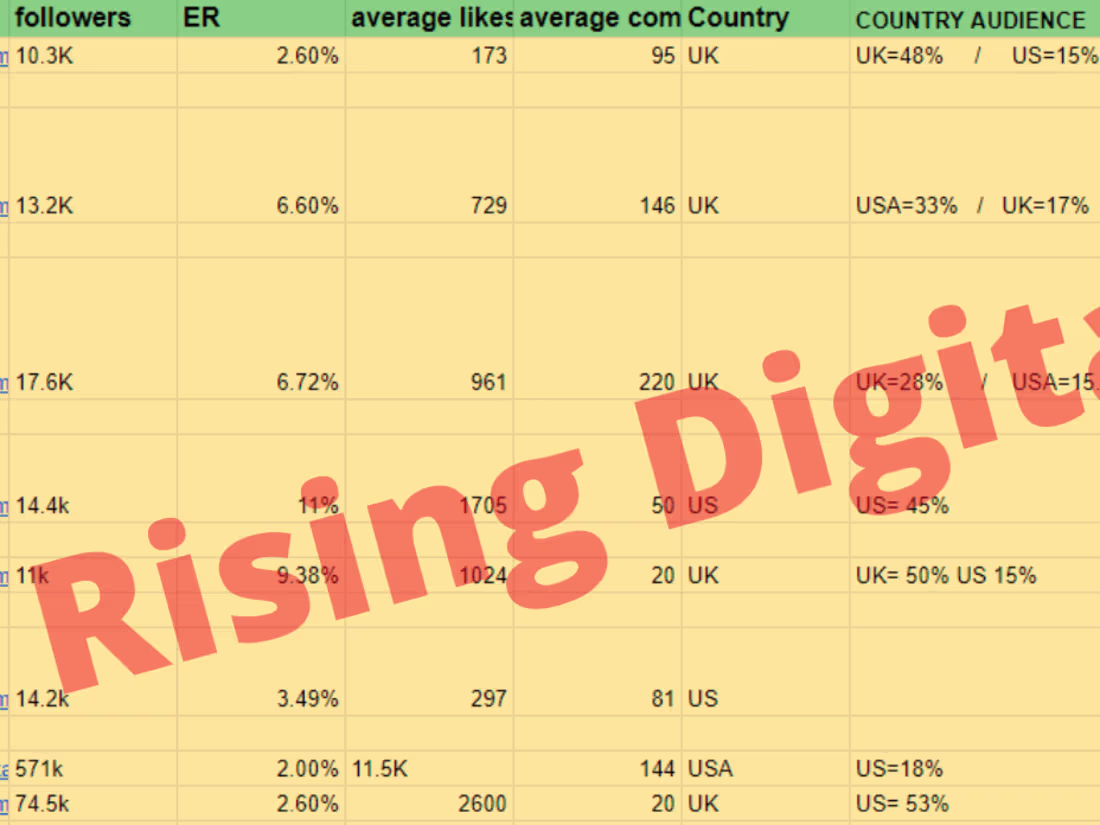 Cover image for Influencer research and details sheets for Influencer marketing 