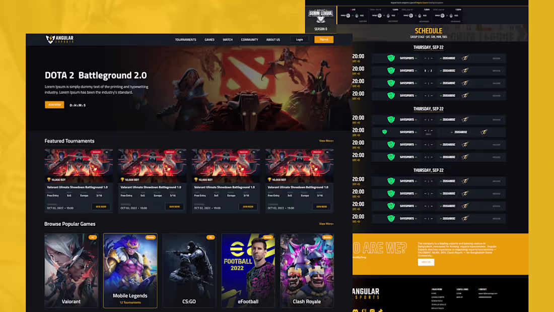 Cover image for Angular Esport - User End