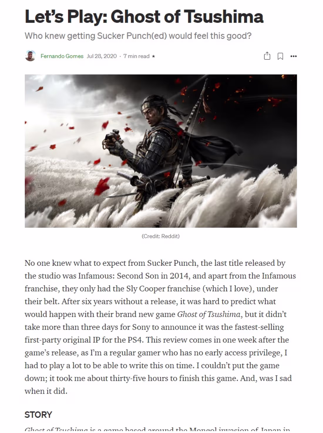 Cover image for Let's Play Ghost of Tsushima