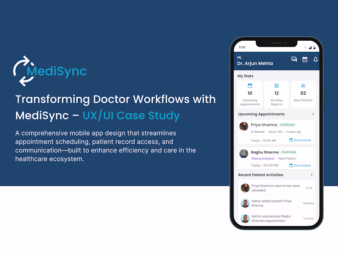 Cover image for MediSync – Healthcare App for Doctors (UX/UI)