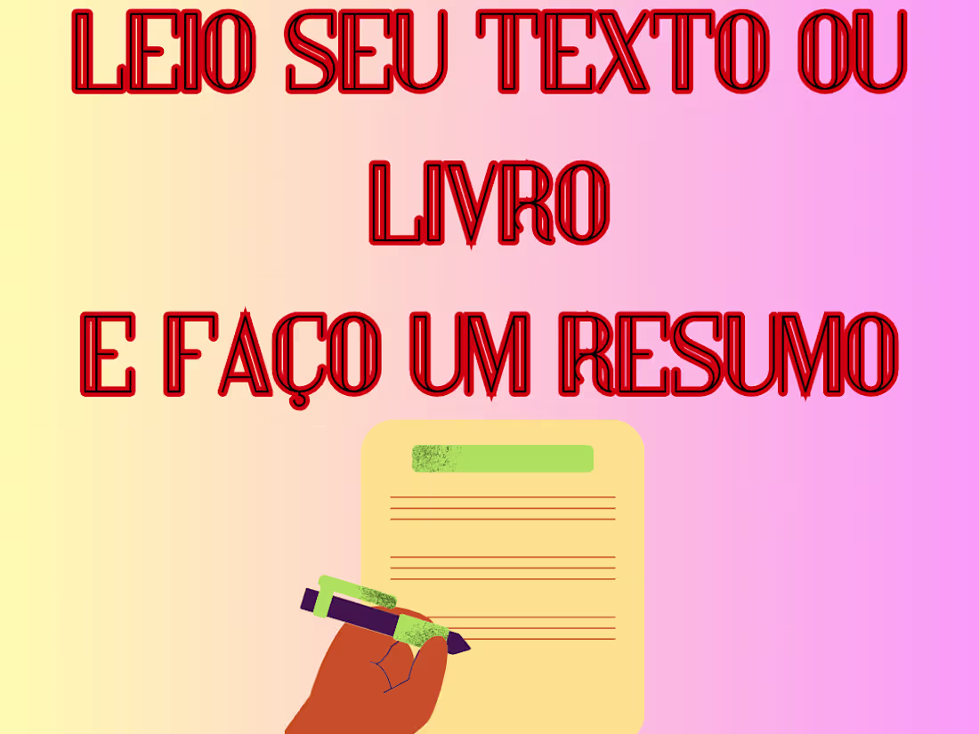 Cover image for Leio seu livro e/ou artigo/texto e faço um resumo