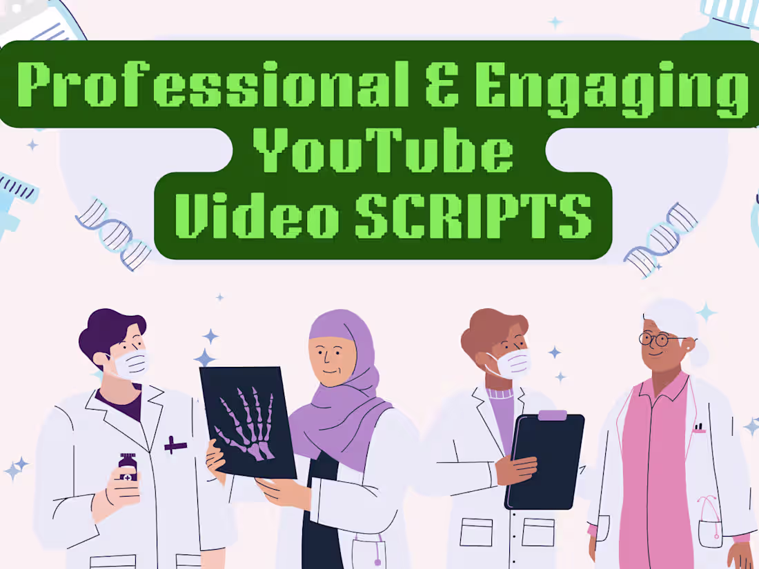 Cover image for Evidence-based, Engaging, YouTube SCRIPTS in HEALTH niche 
