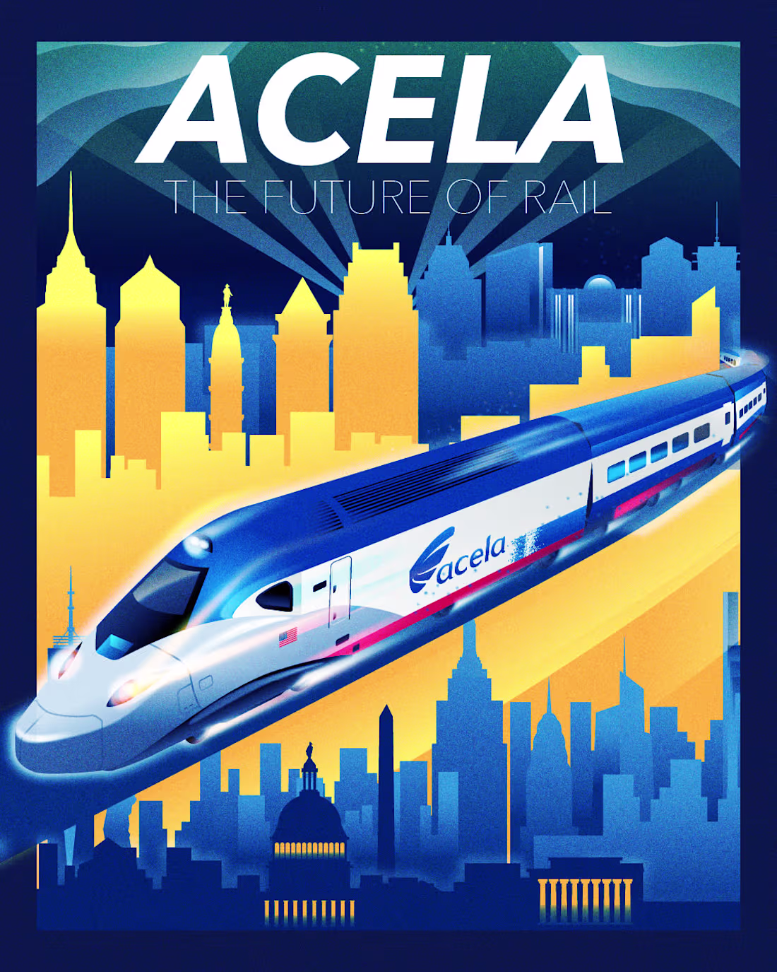 Cover image for AmTrak - ACELA poster design