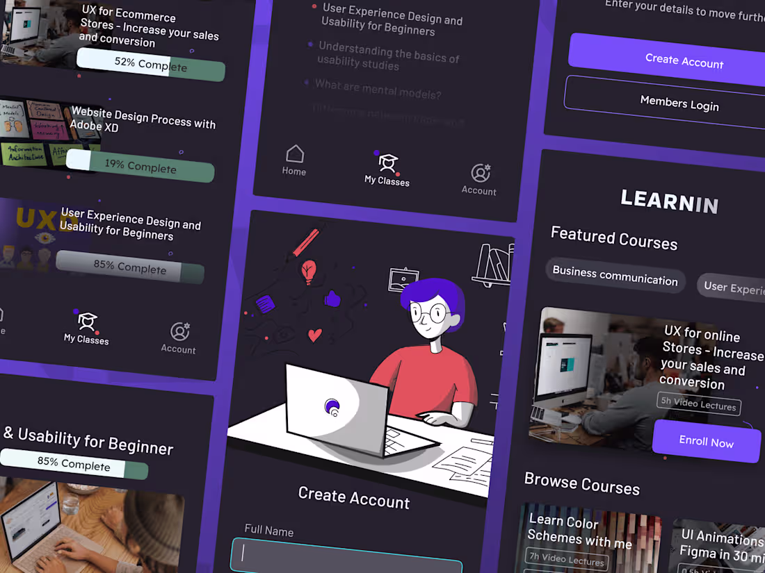 Cover image for Dark theme App UX UI Design + Design System