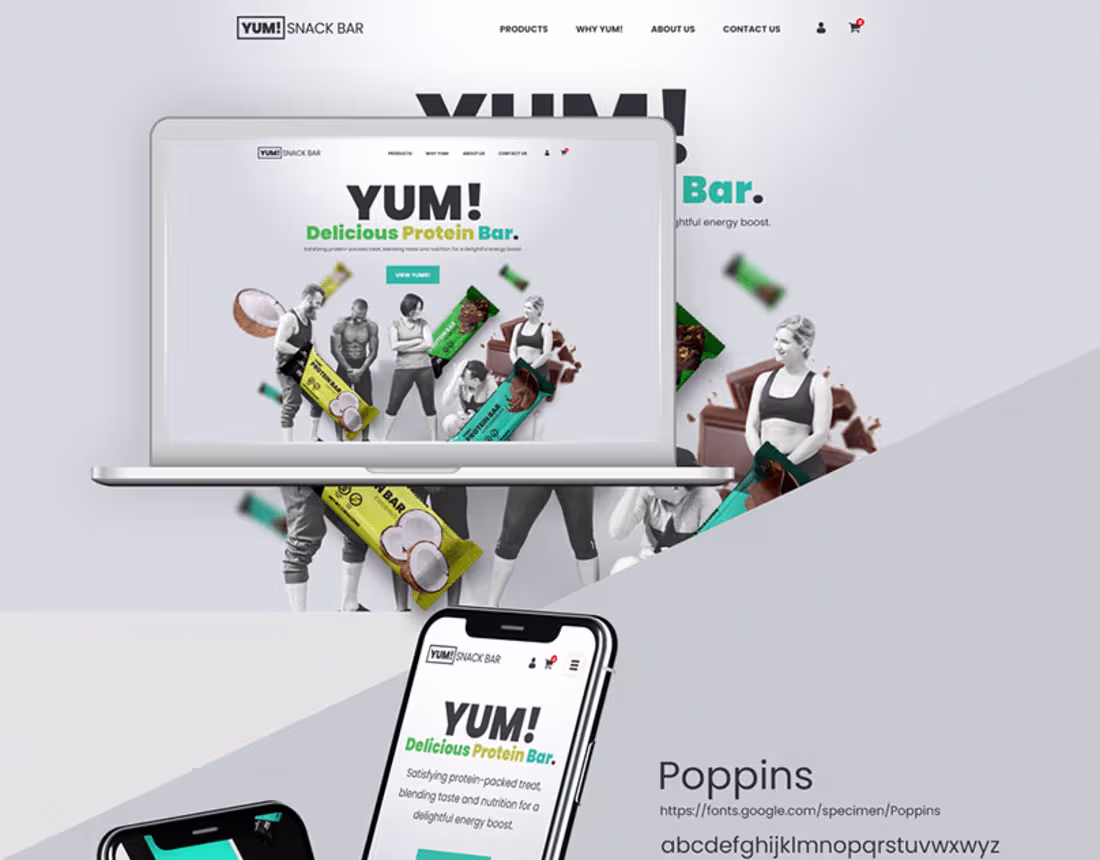 Cover image for Yum! Delicious Protein Bar. Responsive Web Design