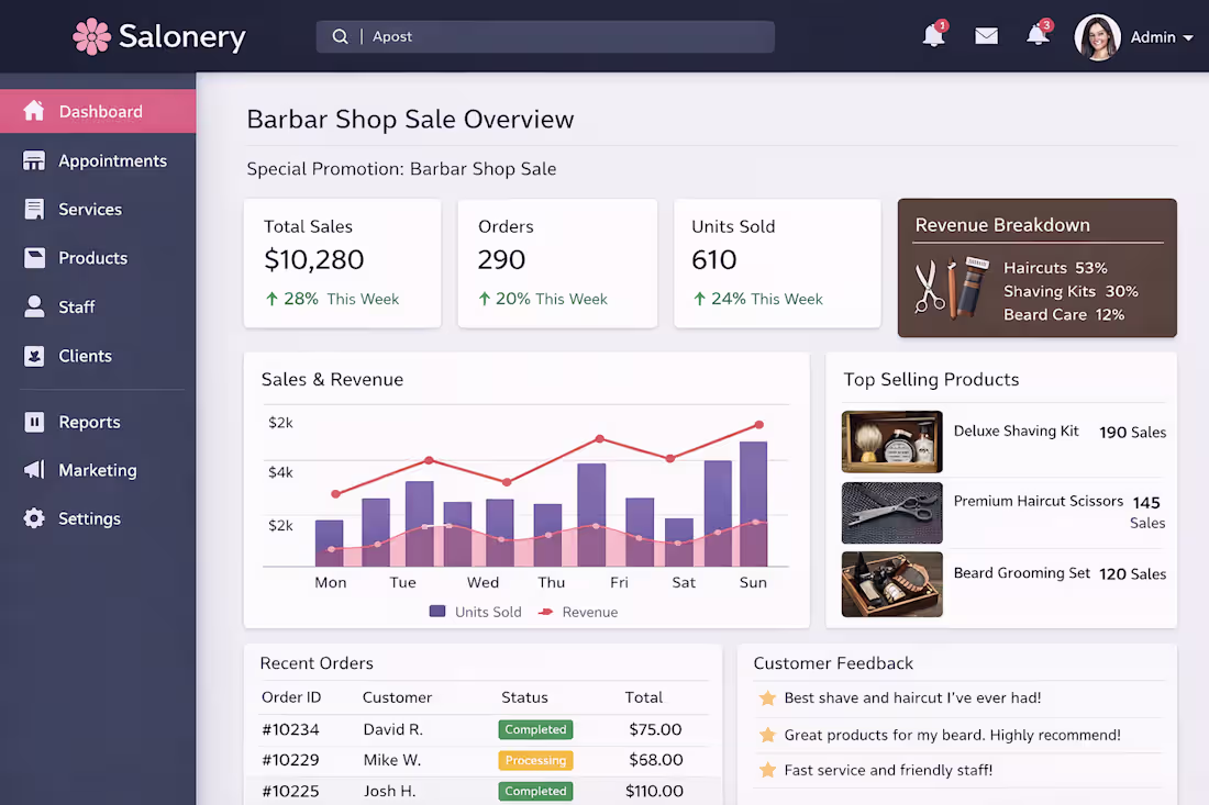 Cover image for Salonery - Barbar Shop Management