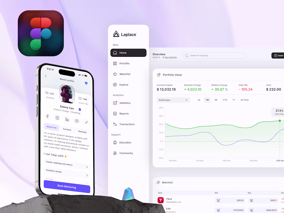 Cover image for Mobile app design prototype in Figma