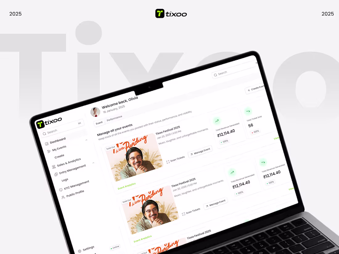 Cover image for Tixoo — SaaS Dashboard for Event Creators