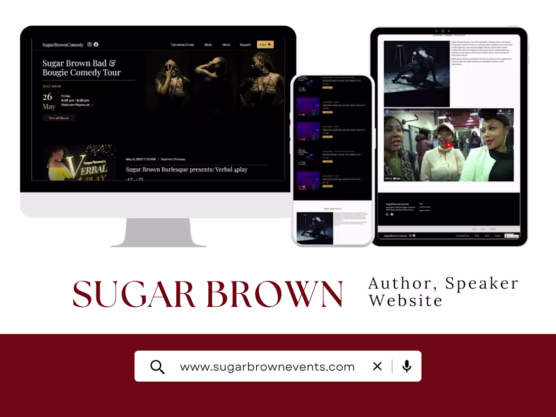 Cover image for Sugar Brown Events Website (Booking and Entertainment)