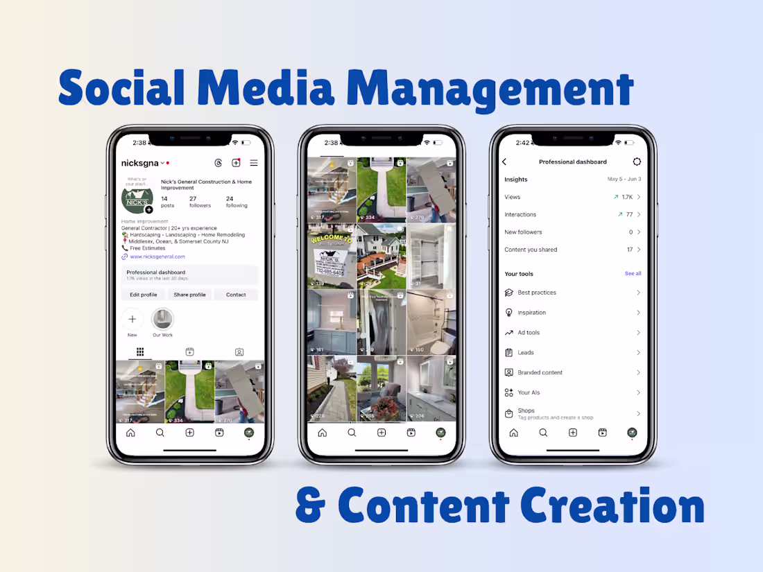 Cover image for Social Media Revamp for Nick's Construction