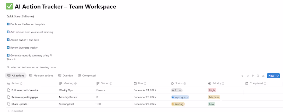 Cover image for Title Action Tracking & Follow-up Workflow for Teams Descrip...