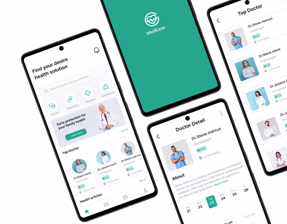 Cover image for MedEase | Doctor Appointment Booking App on Behance