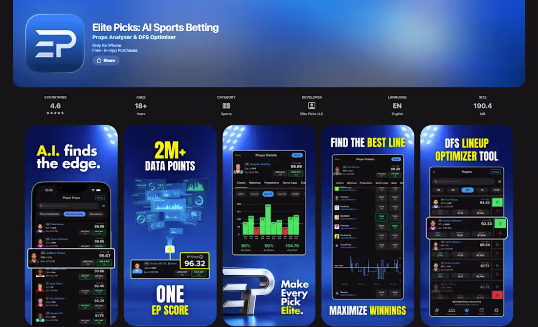 Cover image for Elite Picks — iOS ML Sports Betting Analytics (SwiftUI)