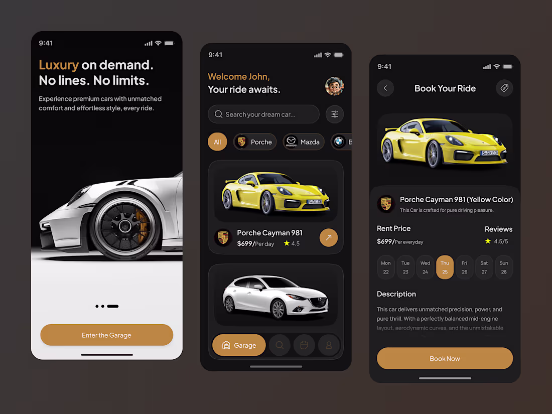 Cover image for Luxury Car Rental Mobile UI Design