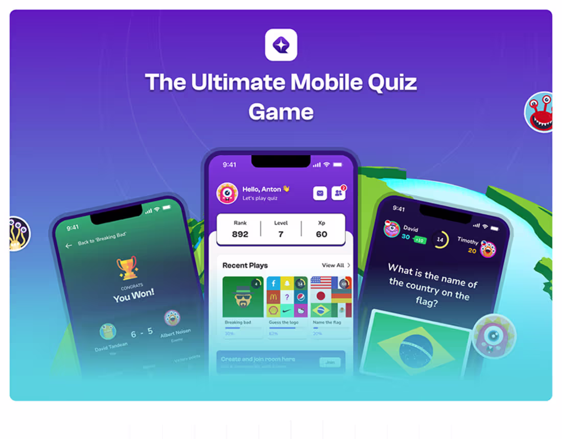 Cover image for QuizWiz Mobile Quiz Game UI UX Design