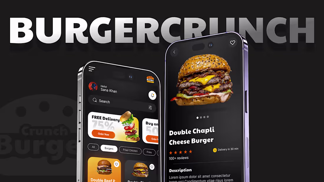 Cover image for Restaurant App | Mobile App UX/UI Design | BurgerCrucnh