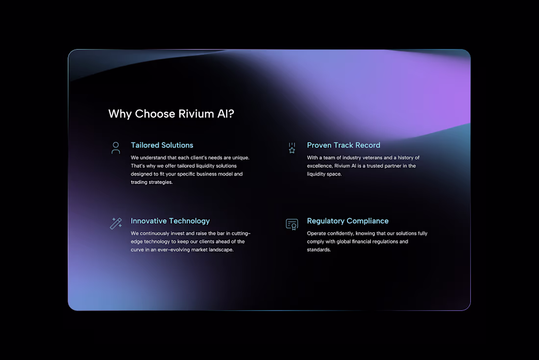 Cover image for A refined, trust-focused section for Rivium AI — highlightin...