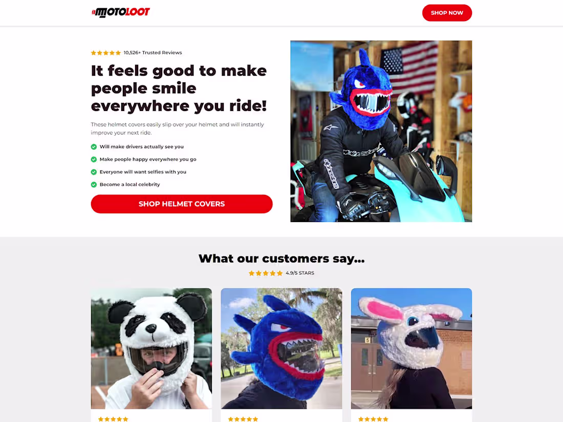 Cover image for MotoLoot  - Landing page (PDP)