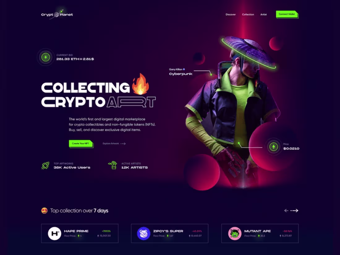 Cover image for Crypto Planet NFT Marketplace Website