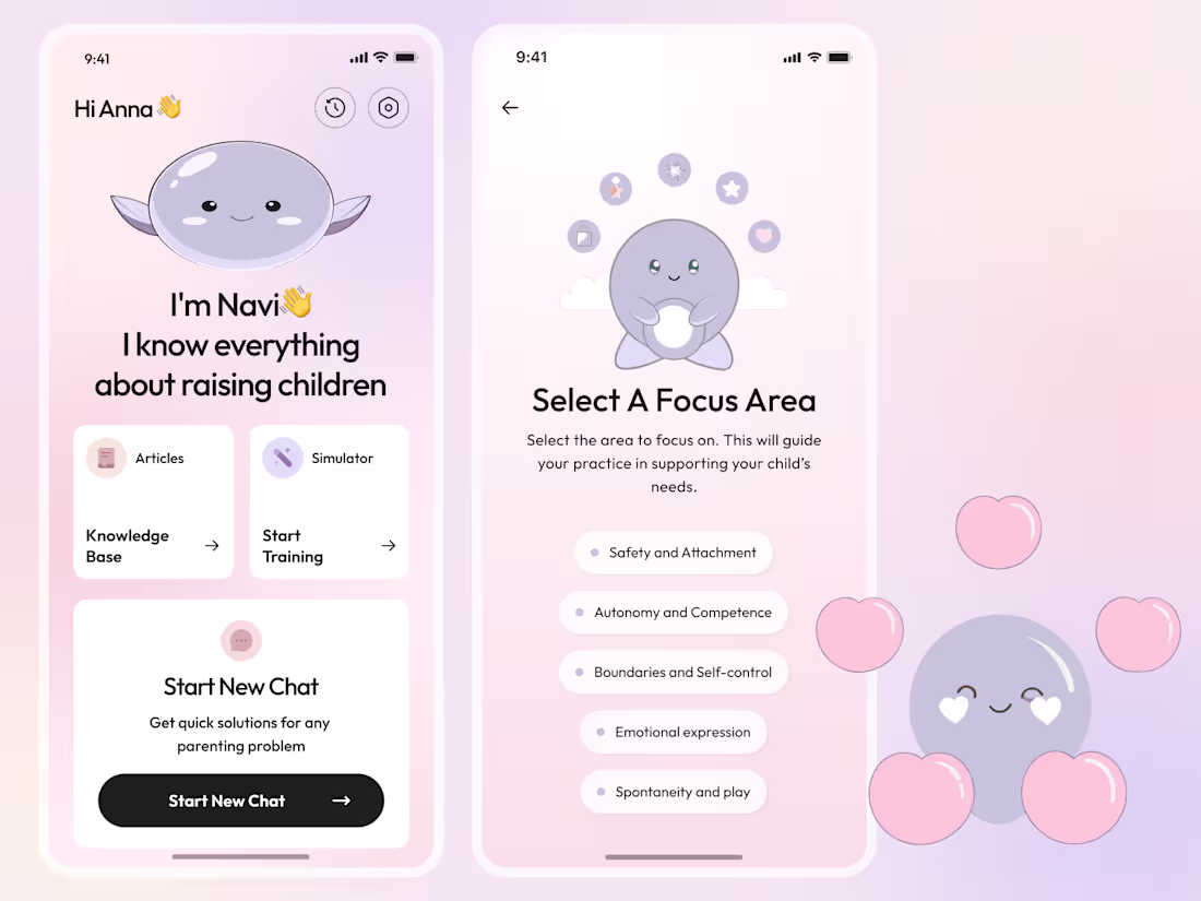 Cover image for UI/UX Mobile App Design for a Gamified AI App |  Parenting App