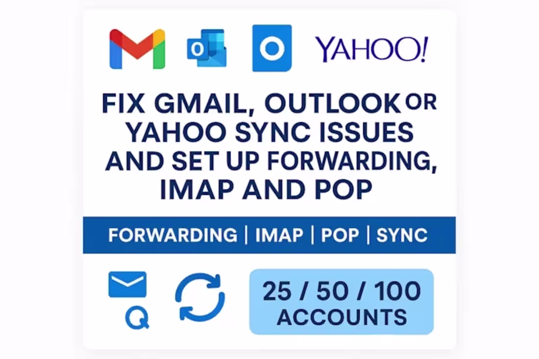 Cover image for Gmail, Outlook & Yahoo Sync Issue Fix with IMAP/POP & Forwar...